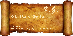 Kubritzky Gyula névjegykártya
